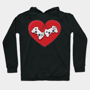 Video Gamer Valentines Day with Controllers Heart Hoodie